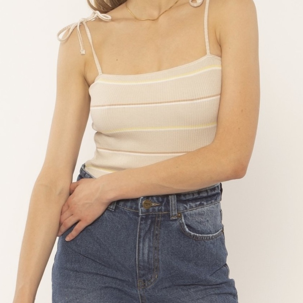 NEVER WORN! Amuse Society! Tan striped bodysuit